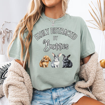 Easily Distracted by Bunnies Unisex Garment - dyed Heavyweight T-Shirt - Chester & Co.