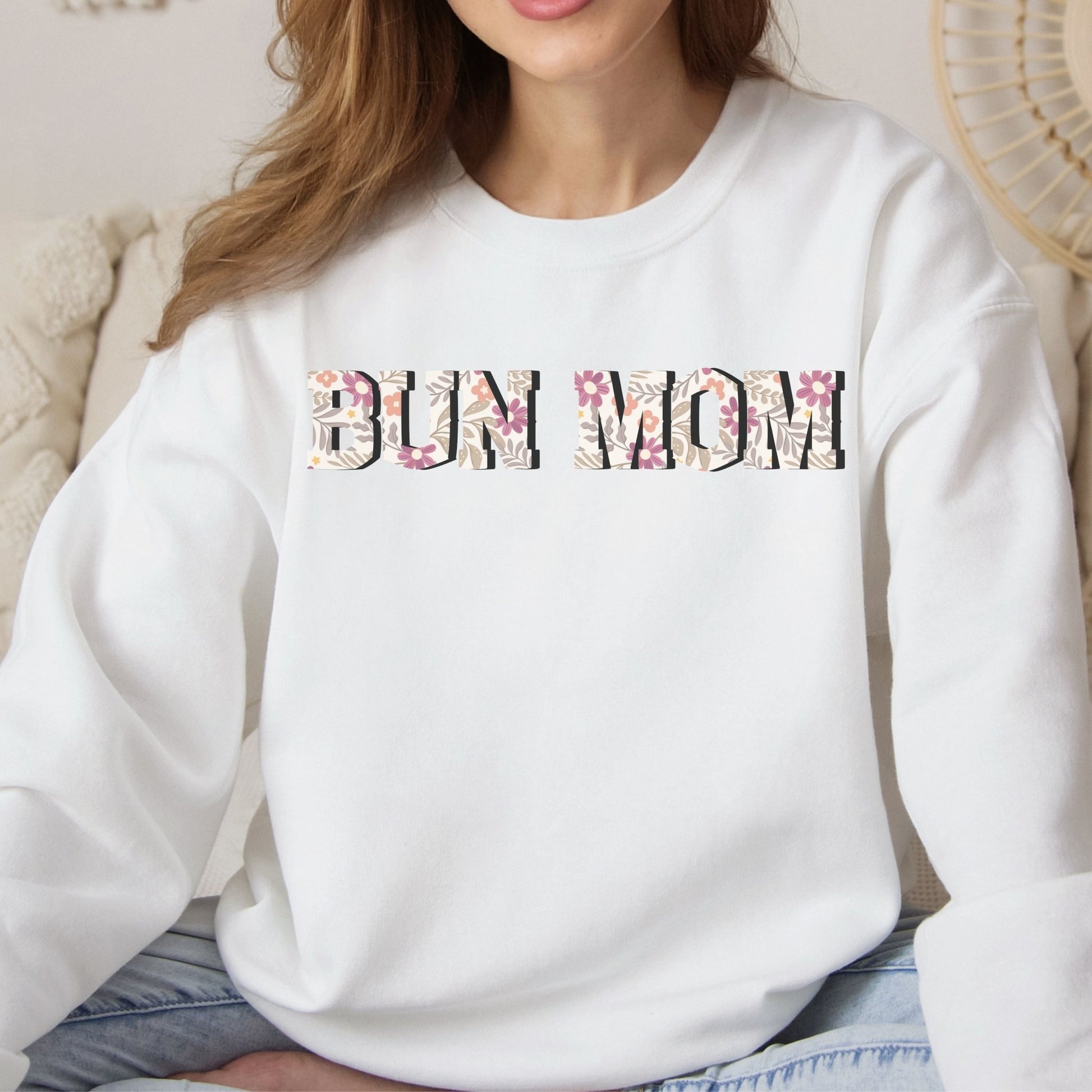 Floral Bun Mom Sweatshirt - Chester & Co.