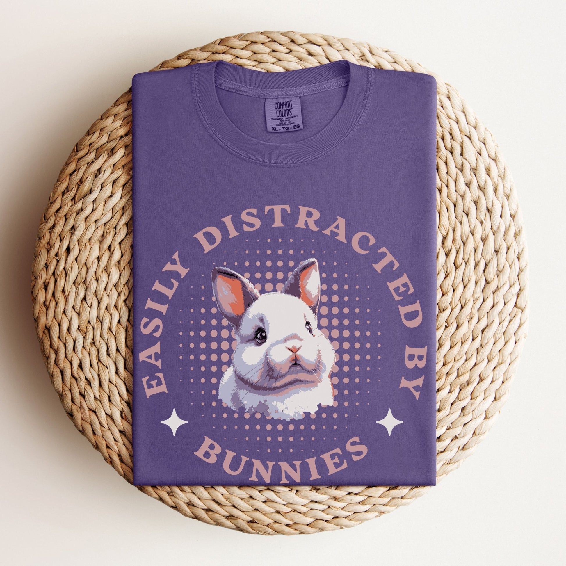 Easily Distracted by Bunnies Unisex Garment - dyed Heavyweight T-Shirt 2 - Chester & Co.