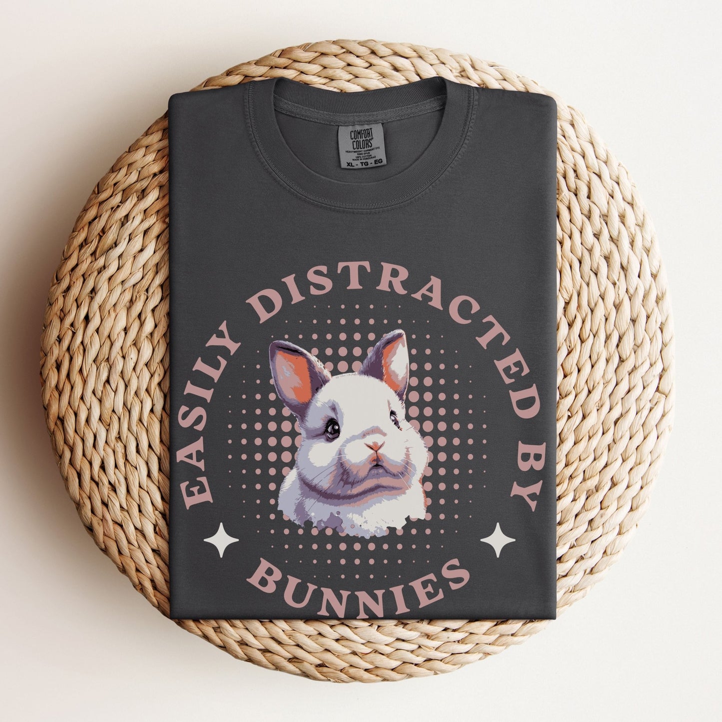 Easily Distracted by Bunnies Unisex Garment - dyed Heavyweight T-Shirt 2 - Chester & Co.