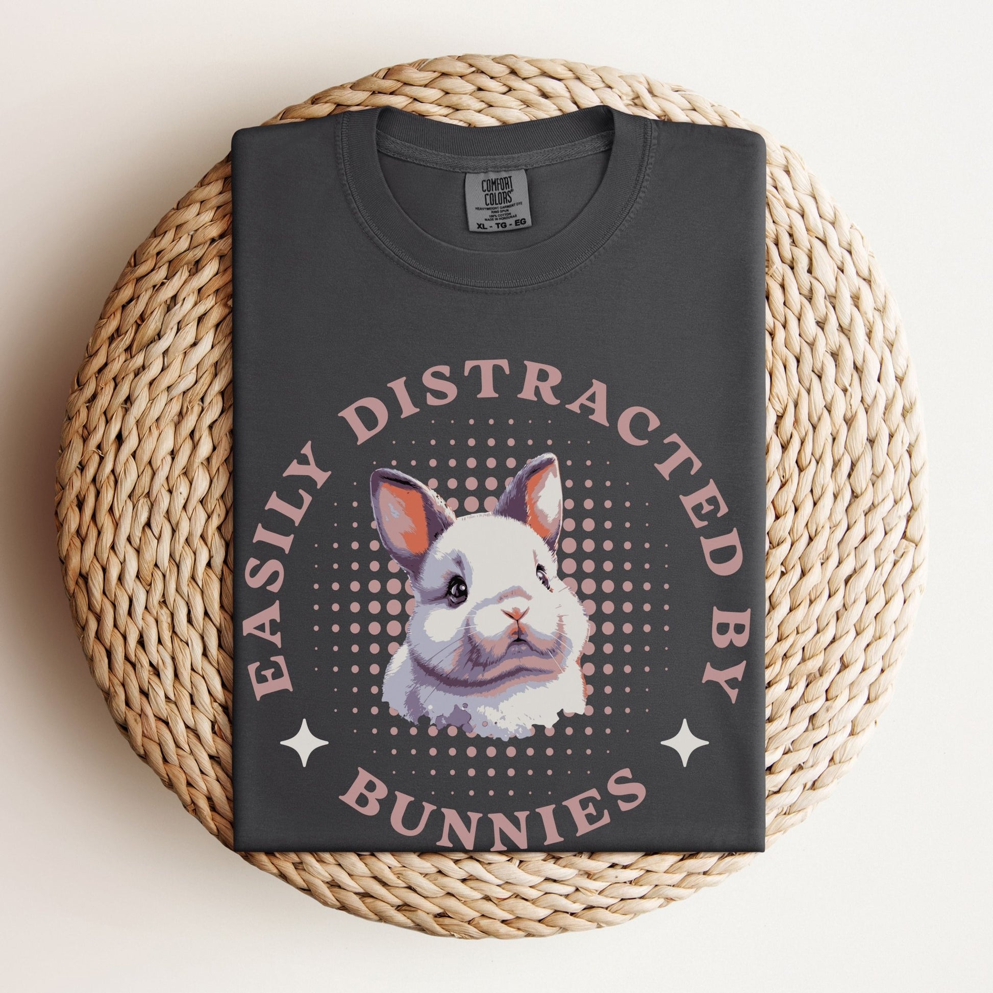 Easily Distracted by Bunnies Unisex Garment - dyed Heavyweight T-Shirt 2 - Chester & Co.