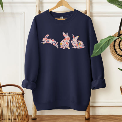 Floral Rabbit Silhouettes Sweatshirt - Chester & Co.