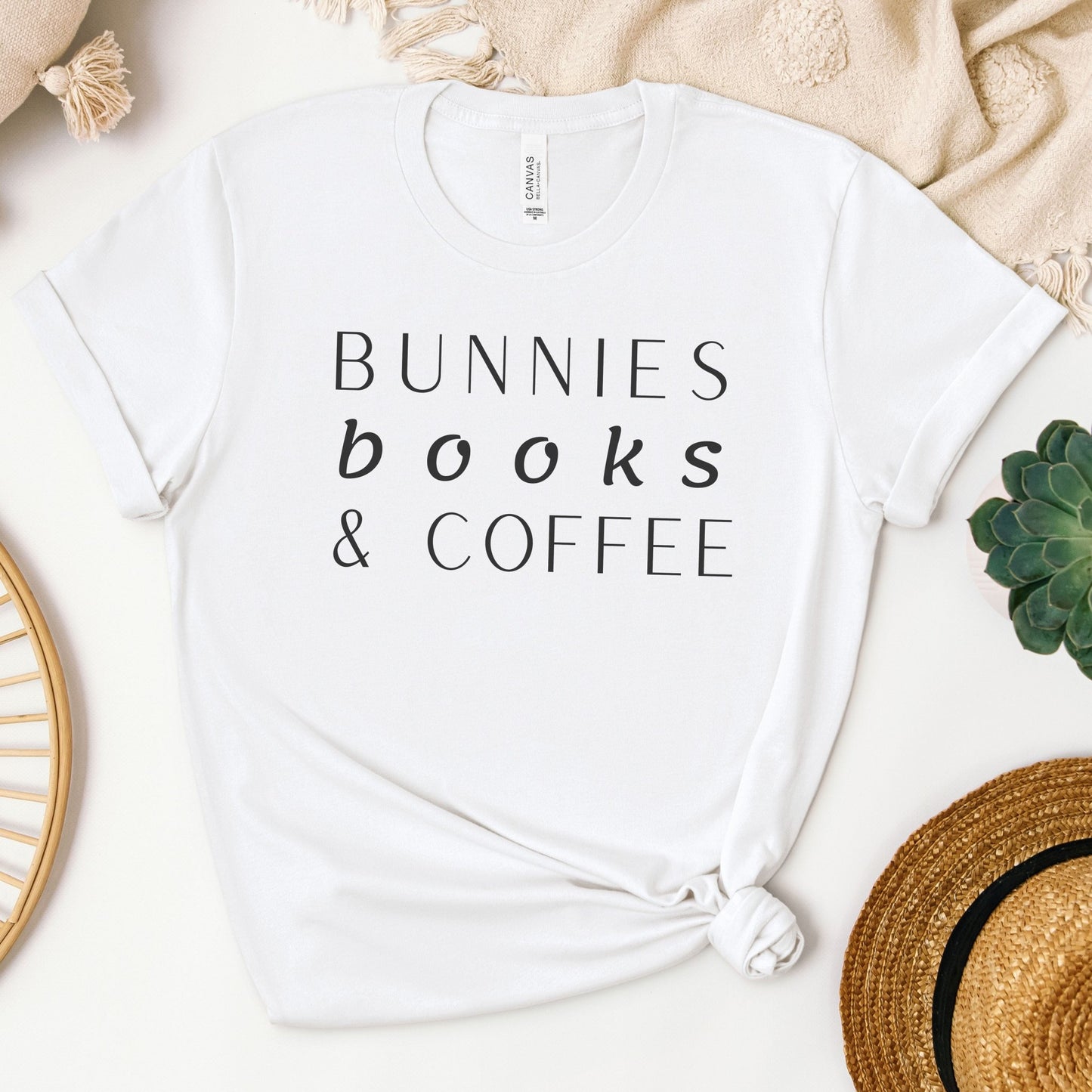 Bunnies, Books & Coffee Unisex T-Shirt - Chester & Co.