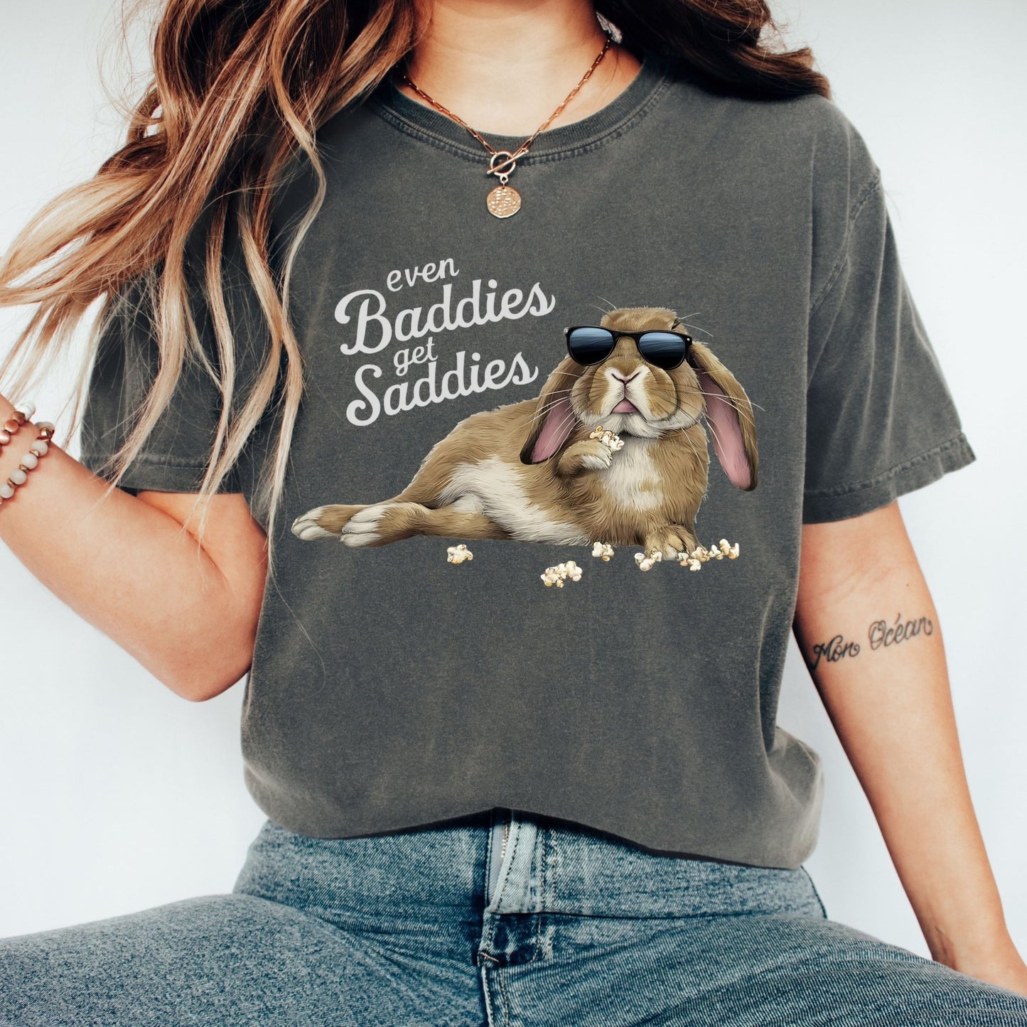 Even Baddies Get Saddies Unisex Garment - dyed Heavyweight T-Shirt - Chester & Co.