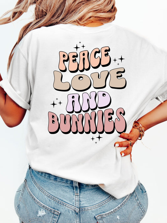 Peace, Love and Bunnies Unisex Garment - Dyed Heavyweight T-Shirt - Chester & Co.
