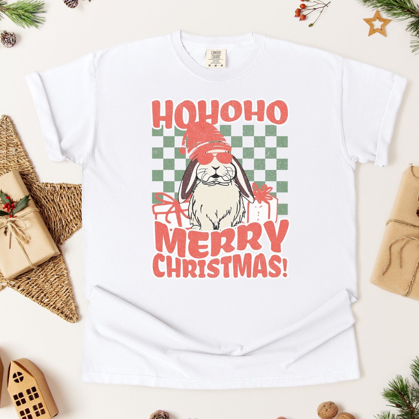 Santa Bunny Unisex Garment - dyed Heavyweight T-Shirt - Chester & Co.
