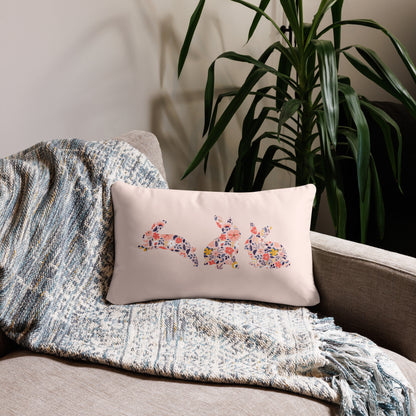 Floral Rabbit Silhouettes Pillow