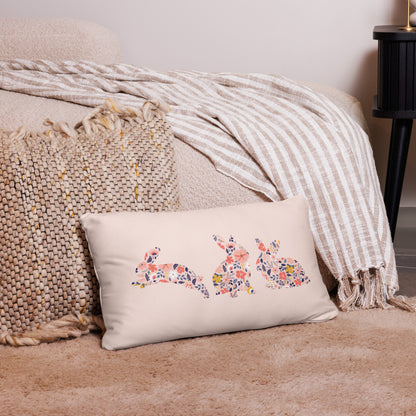 Floral Rabbit Silhouettes Pillow