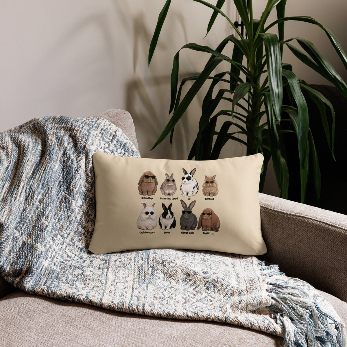 Cool Rabbit Breeds Pillow - Chester & Co.