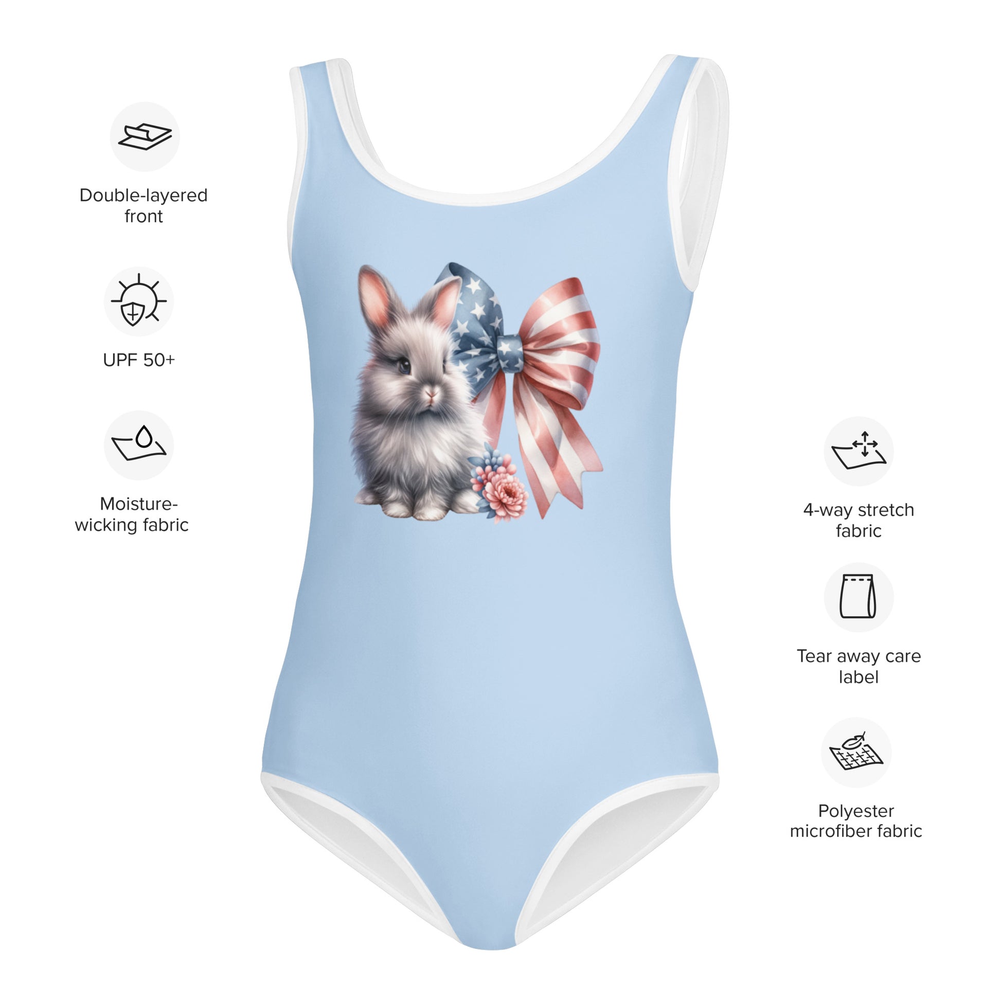 Bunny with Patriotic Bow Kids Swimsuit - Chester & Co.