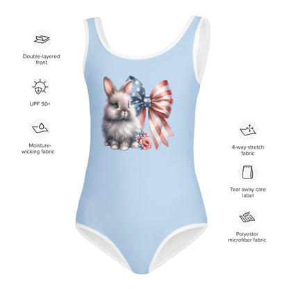 Bunny with Patriotic Bow Kids Swimsuit - Chester & Co.
