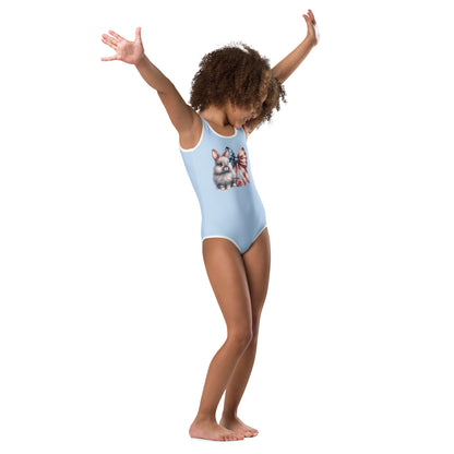 Bunny with Patriotic Bow Kids Swimsuit - Chester & Co.