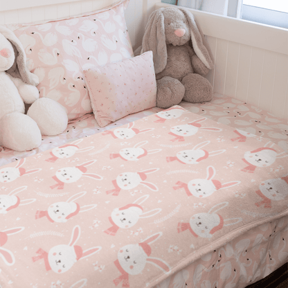Winter Pink Bunnies Plush Throw Blanket - Chester & Co.