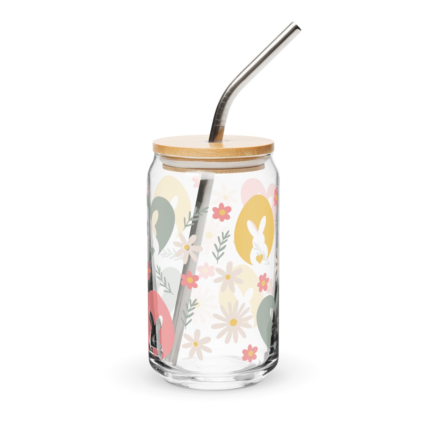 Floral Easter Bunny Can - shaped Glass - Chester & Co.