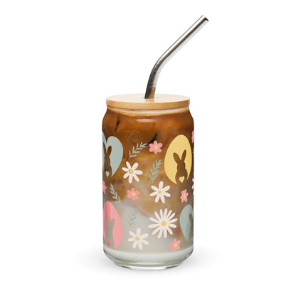 Floral Easter Bunny Can - shaped Glass - Chester & Co.