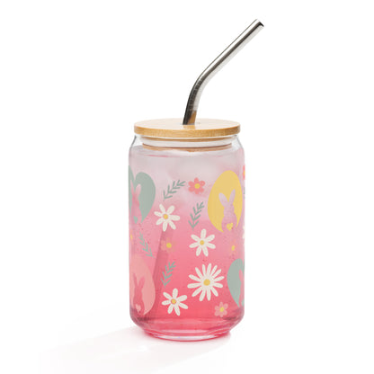 Floral Easter Bunny Can - shaped Glass - Chester & Co.