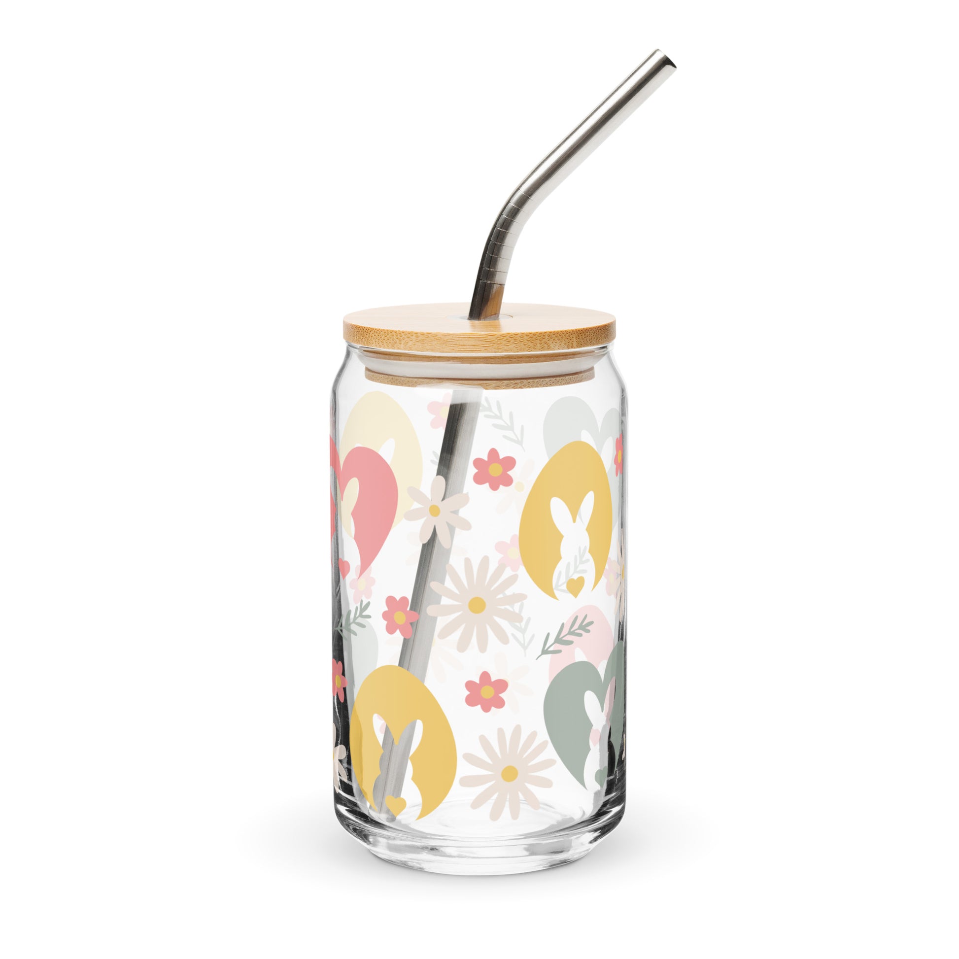 Floral Easter Bunny Can - shaped Glass - Chester & Co.