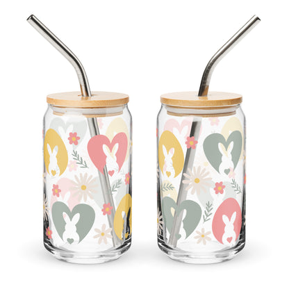 Floral Easter Bunny Can - shaped Glass - Chester & Co.