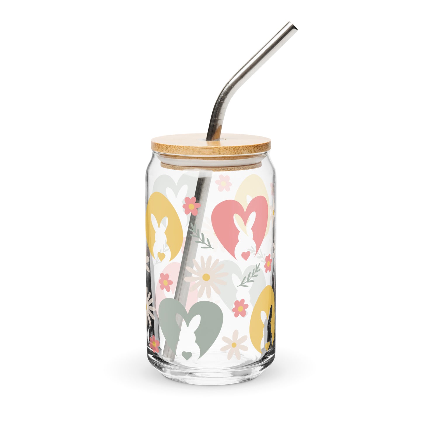 Floral Easter Bunny Can - shaped Glass - Chester & Co.