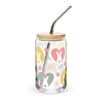 Floral Easter Bunny Can - shaped Glass - Chester & Co.