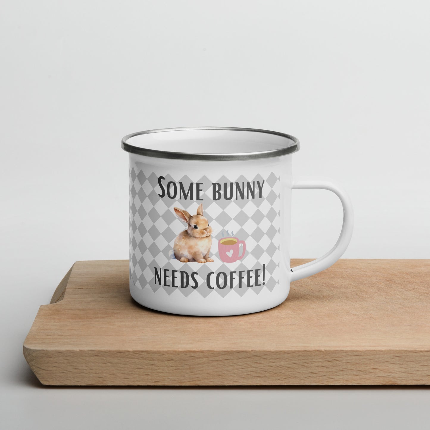 Some Bunny Needs Coffee Enamel Mug - Chester & Co.