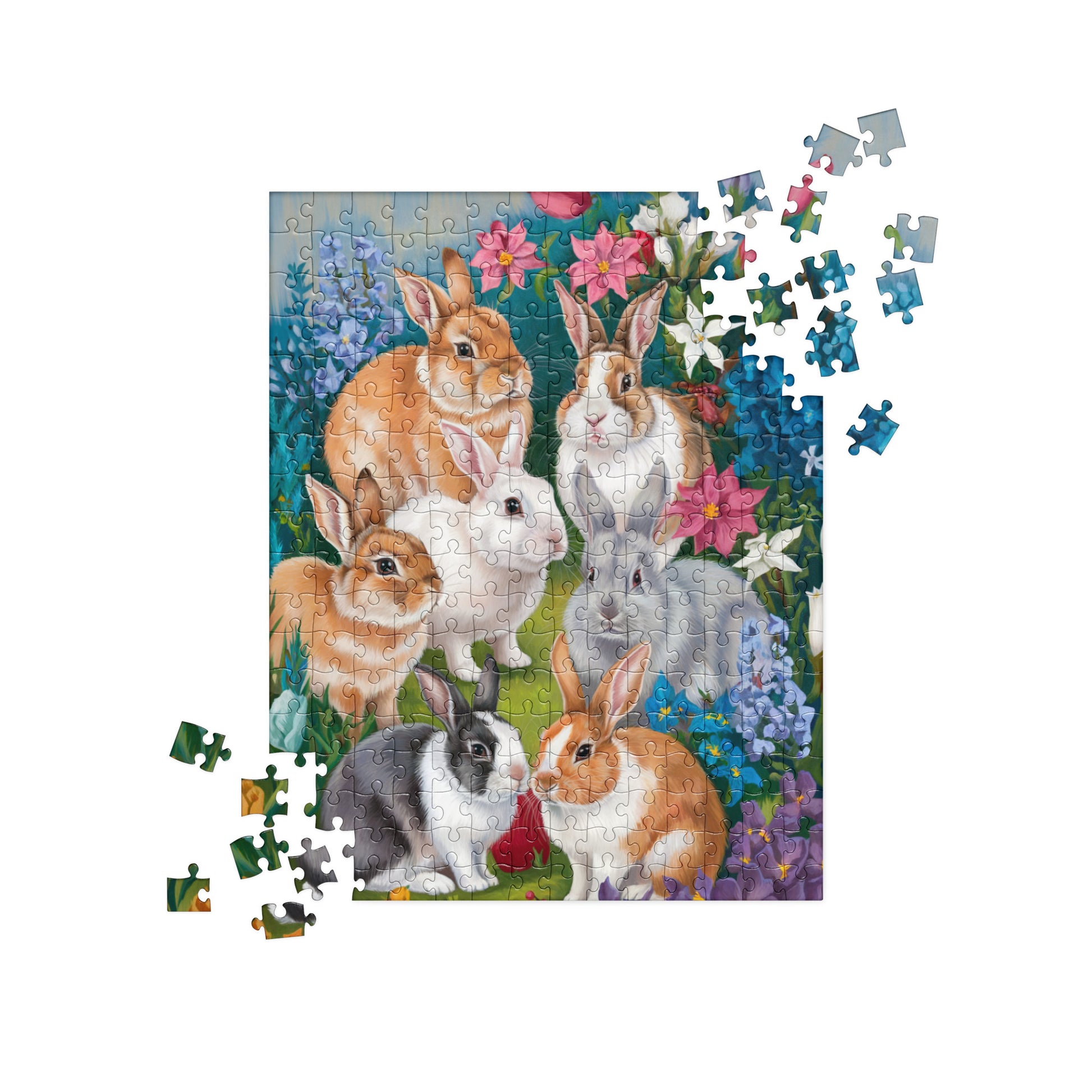 Lush Garden Rabbits Jigsaw Puzzle - Chester & Co.