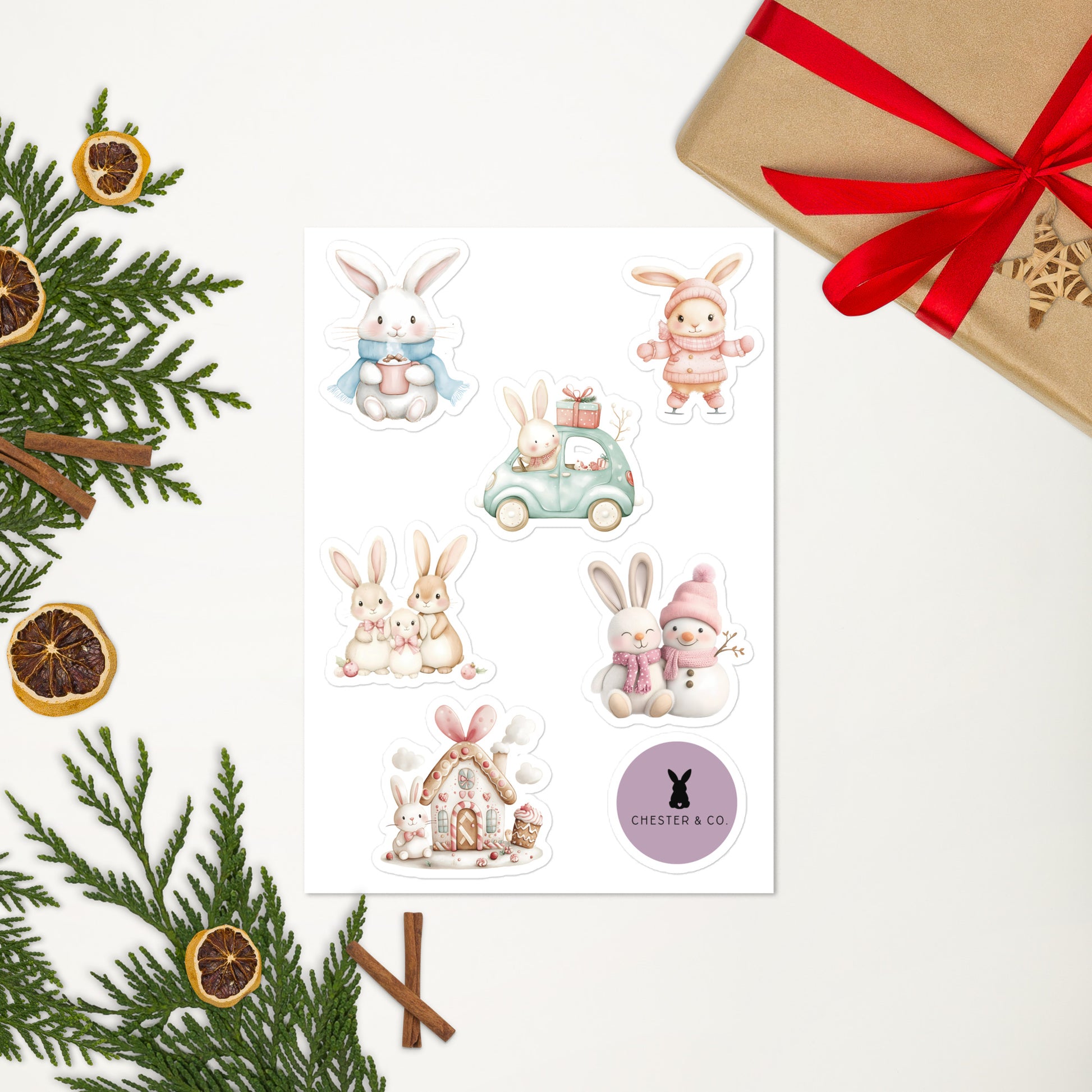 Sweet Winter Bunnies Sticker Sheet - Chester & Co.