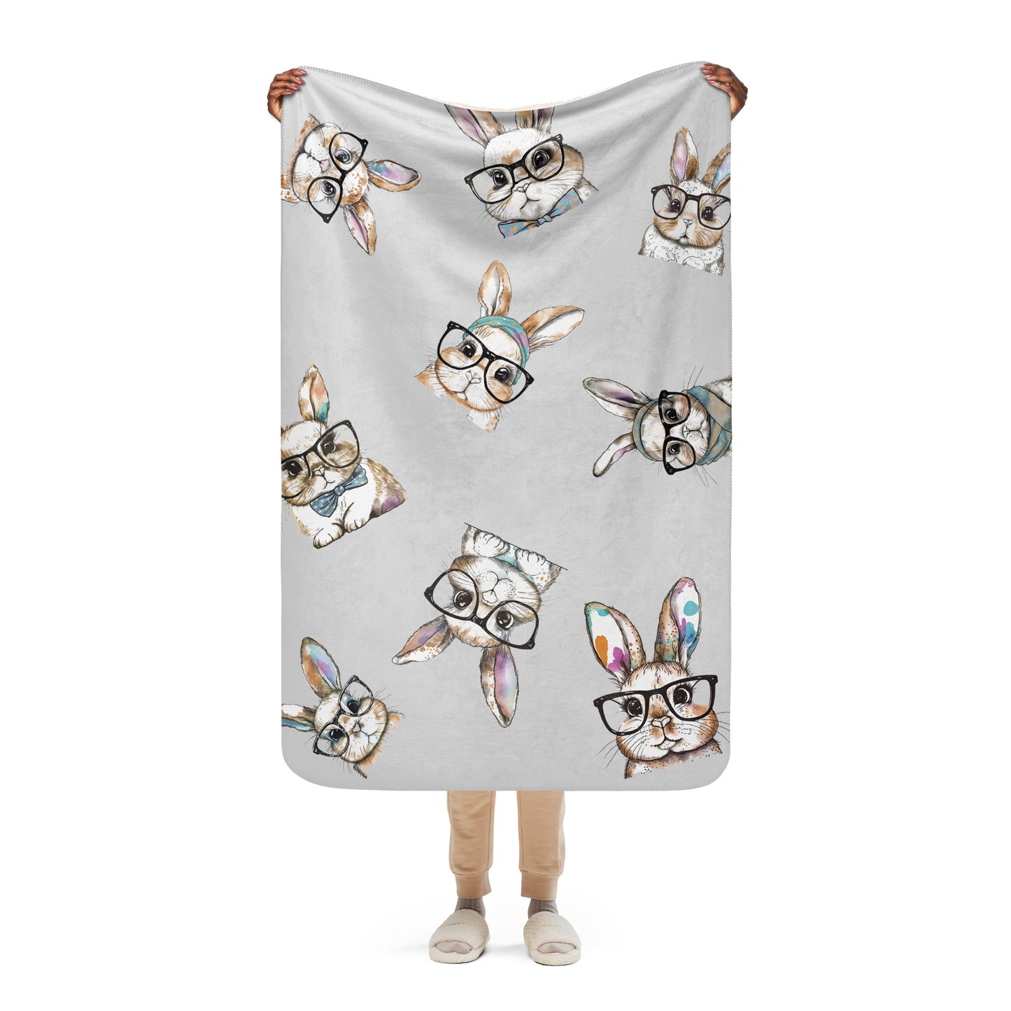 Watercolor Bunnies Sherpa Blanket - Chester & Co.