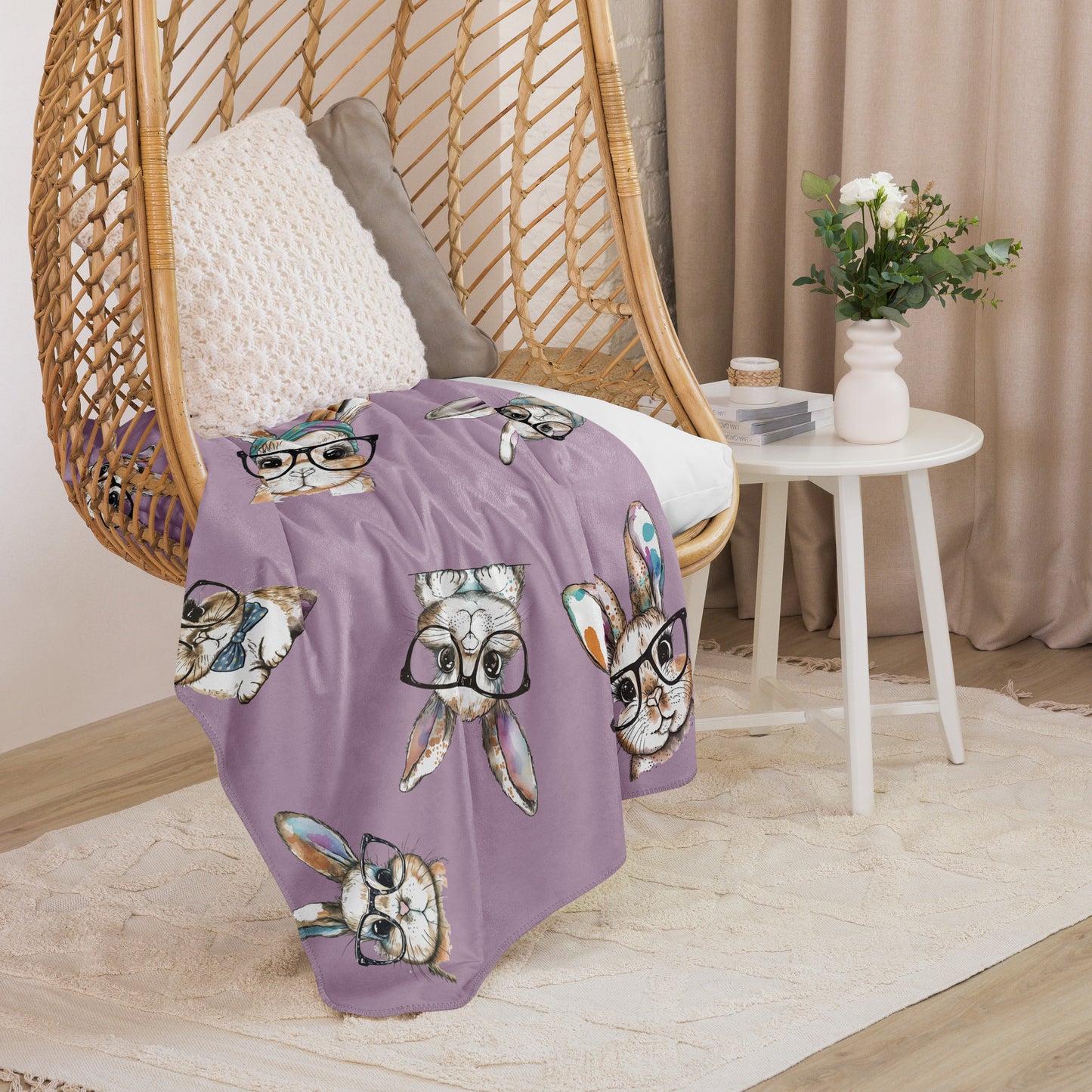 Watercolor Bunnies Sherpa Blanket - Chester & Co.