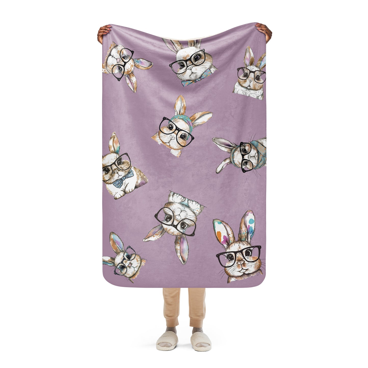 Watercolor Bunnies Sherpa Blanket - Chester & Co.
