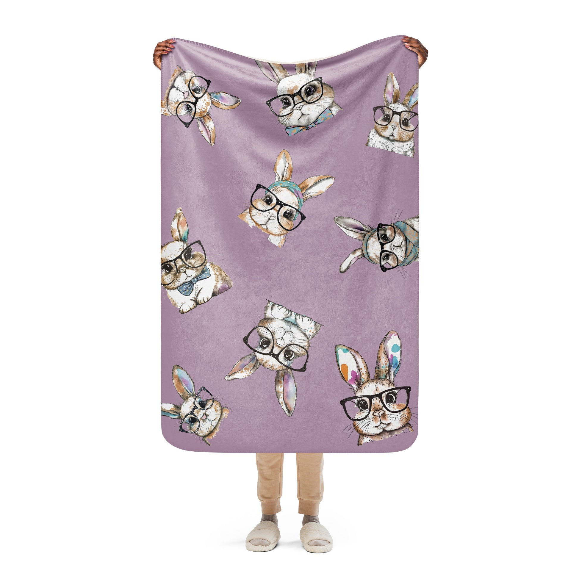 Watercolor Bunnies Sherpa Blanket - Chester & Co.