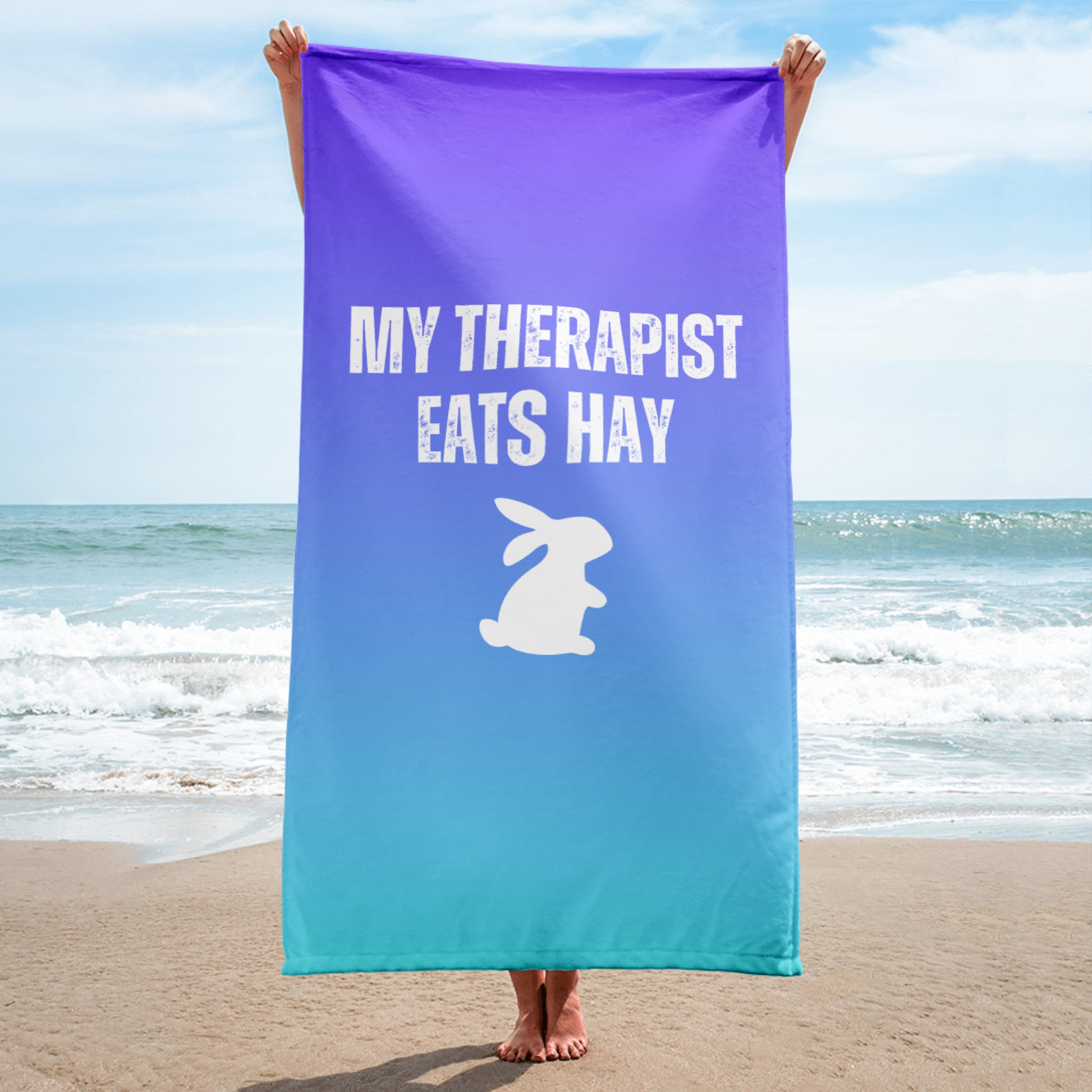 My Therapist Eats Hay Beach Towel - Chester & Co.