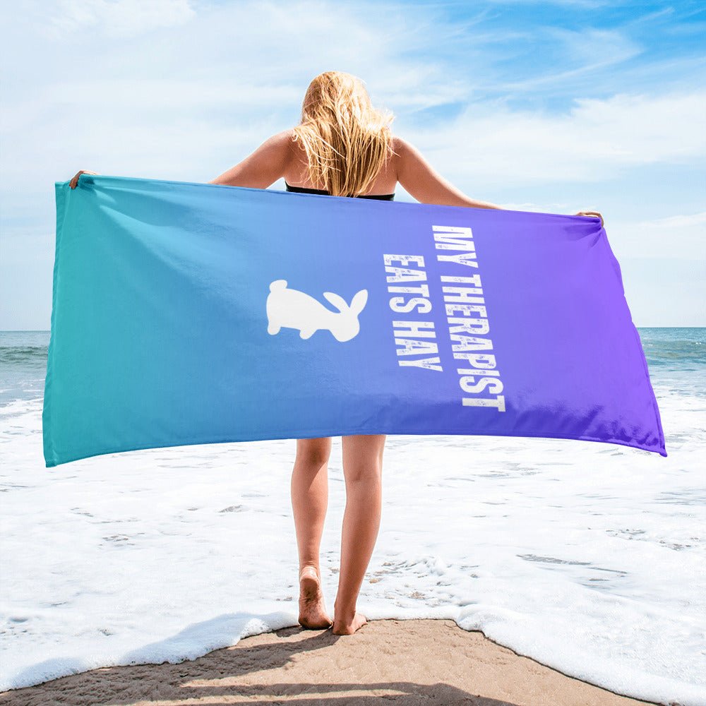 My Therapist Eats Hay Beach Towel - Chester & Co.