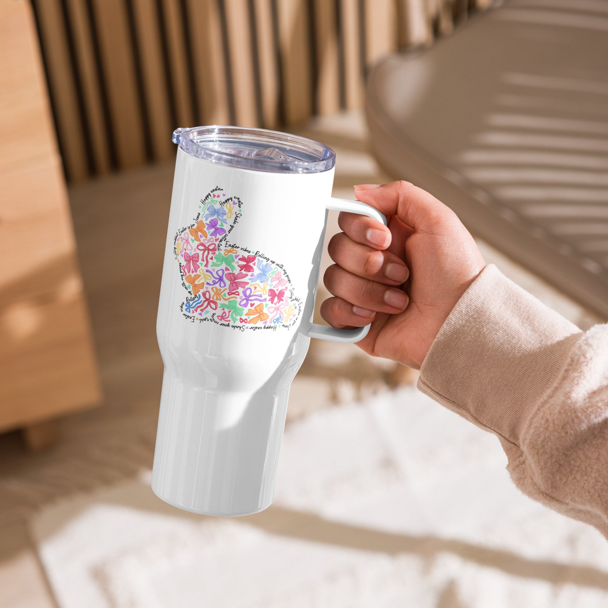 Bunny of Bows Travel Mug with Handle - Chester & Co.