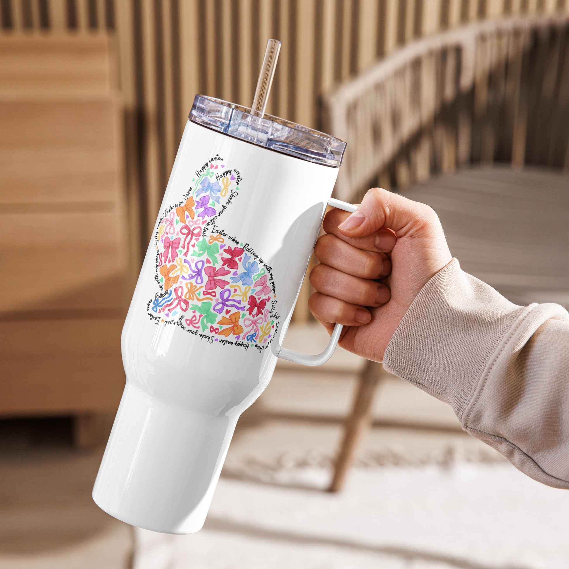 Bunny of Bows Travel Mug with Handle - Chester & Co.