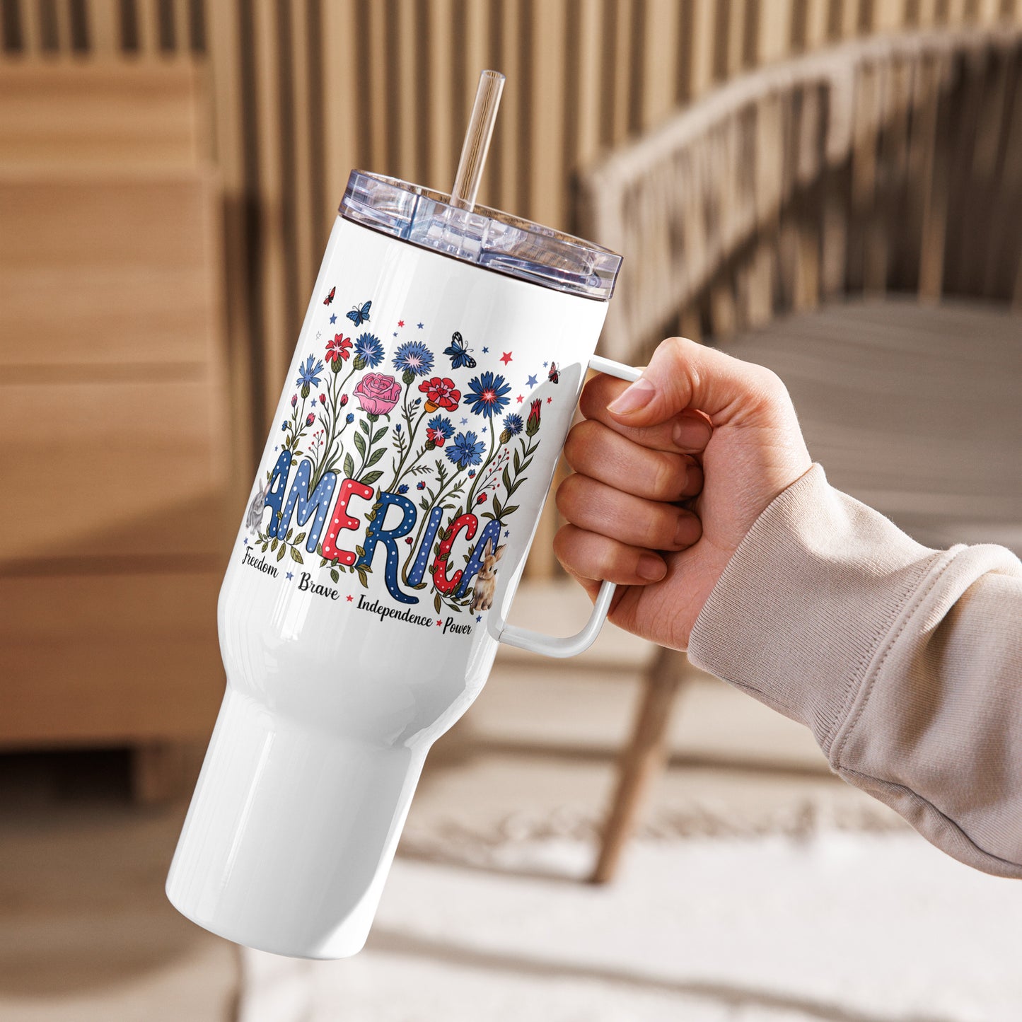 America Travel Mug with a Handle - Chester & Co.