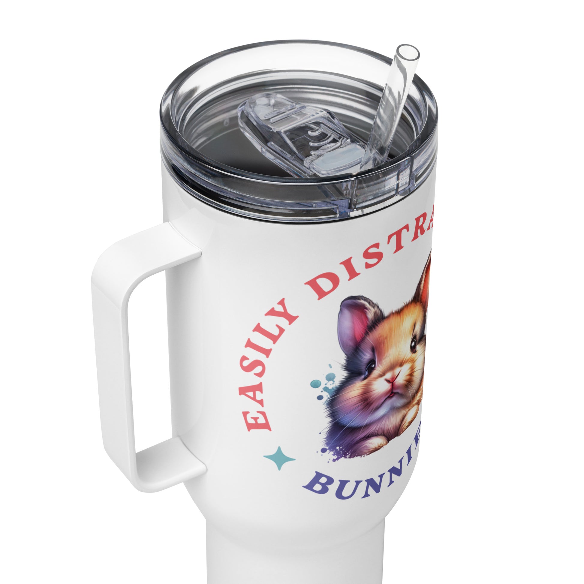 Easily Distracted By Bunnies Travel Mug With A Handle - Chester & Co.