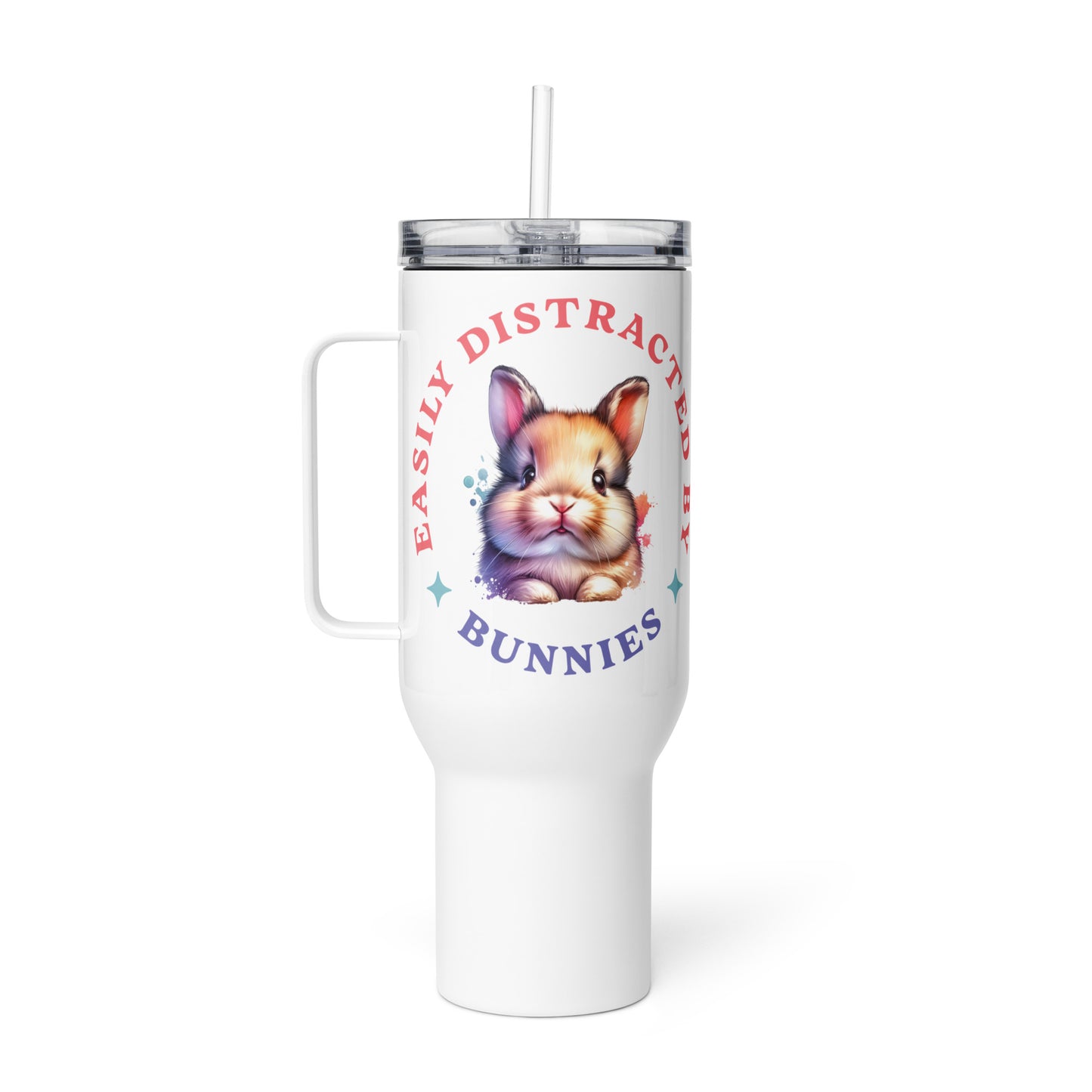 Easily Distracted By Bunnies Travel Mug With A Handle - Chester & Co.