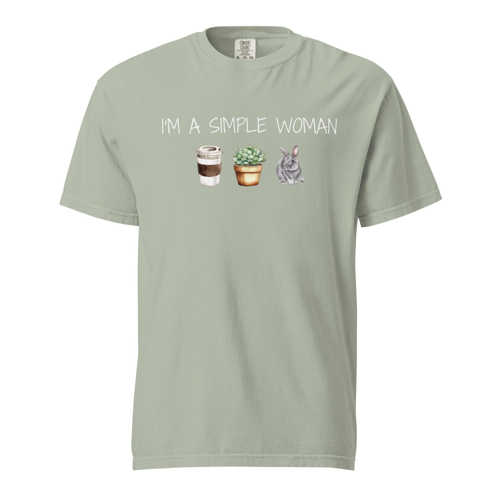 Simple Woman - Coffee, Plants, & Bunnies Unisex Garment - dyed Heavyweight T-Shirt - Chester & Co.