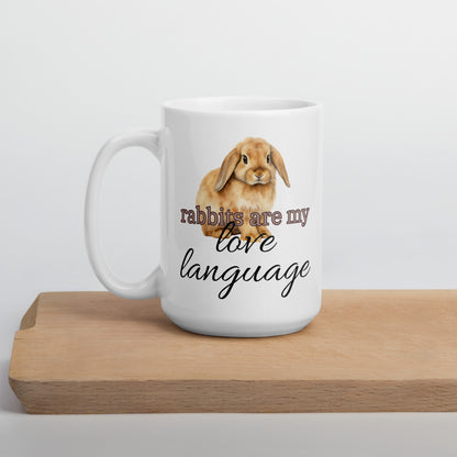 Rabbits Are My Love Language White Glossy Mug - Chester & Co.