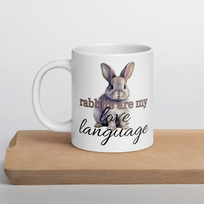 Rabbits Are My Love Language White Glossy Mug - Chester & Co.