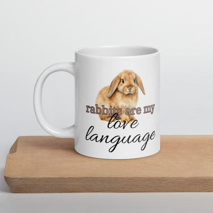 Rabbits Are My Love Language White Glossy Mug - Chester & Co.
