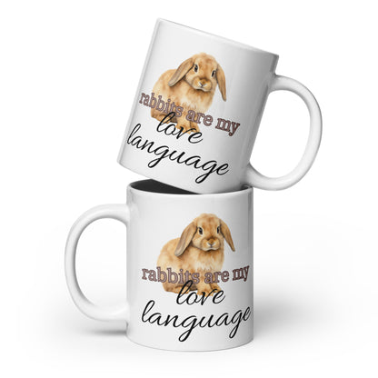 Rabbits Are My Love Language White Glossy Mug - Chester & Co.