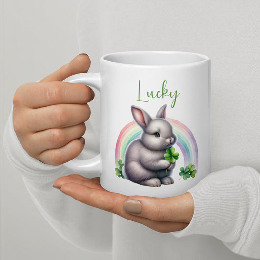 Lucky Rabbit White Glossy Mug - Chester & Co.